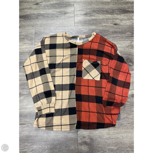 Top Long Sleeve By Cme In Plaid Pattern, Size: L