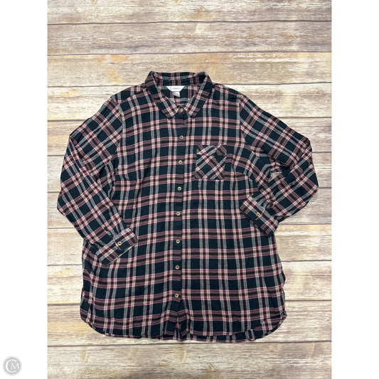 Top Long Sleeve By Cj Banks In Plaid Pattern, Size: 3x