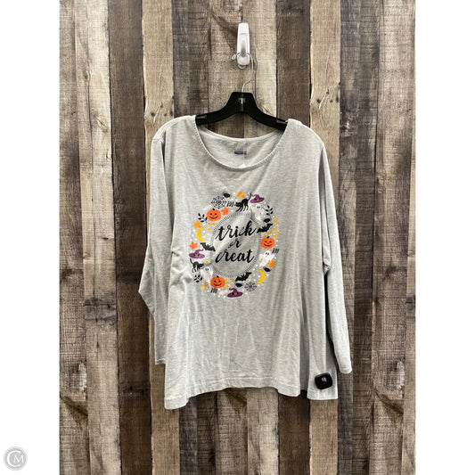 Top Long Sleeve By Basic Editions In Grey, Size: 3x