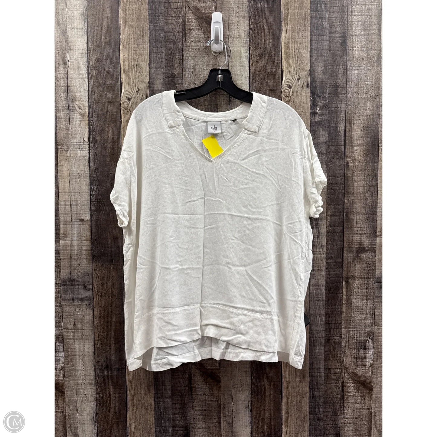 Top Short Sleeve By Cabi In White, Size: L