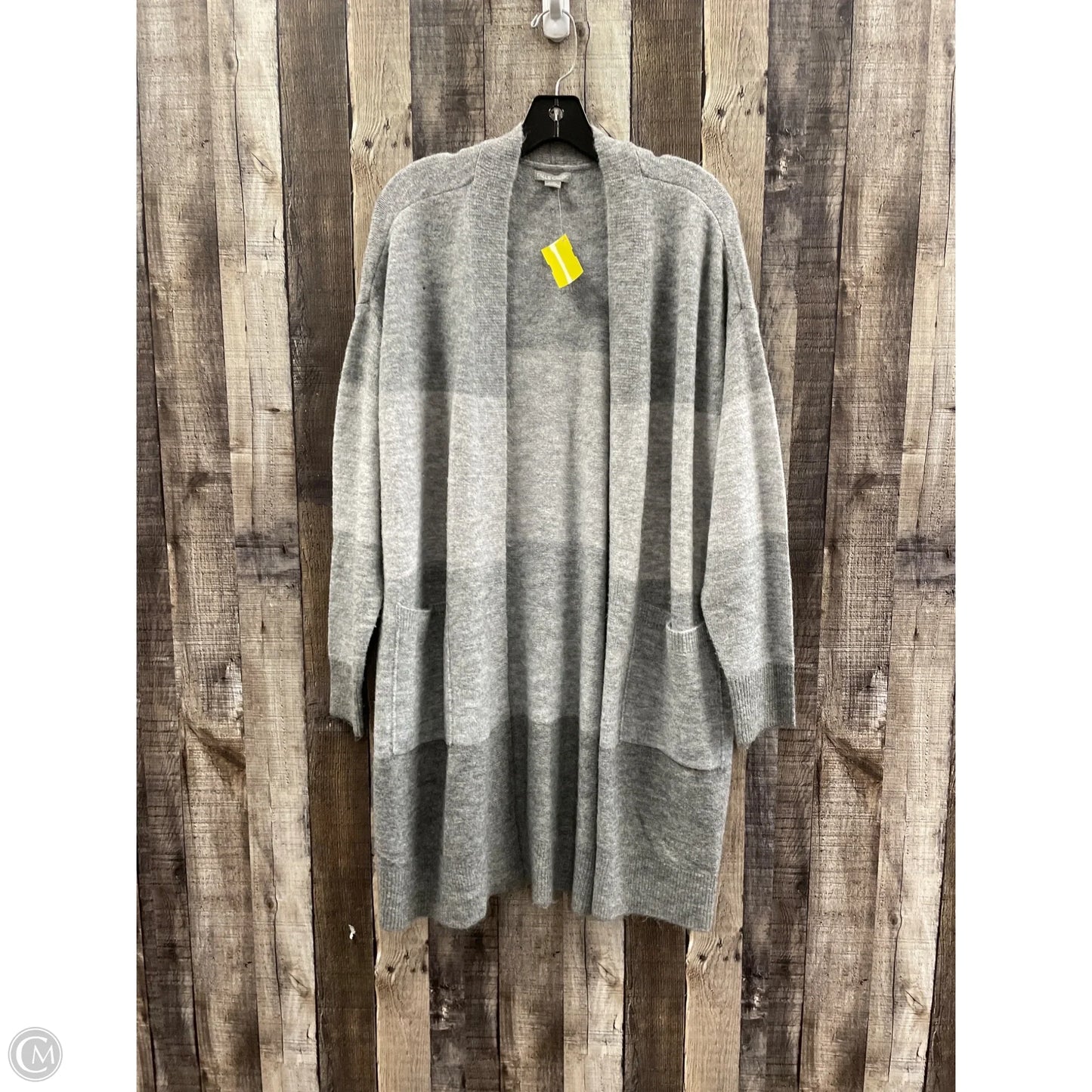 Sweater Cardigan By Falls Creek In Grey, Size: L