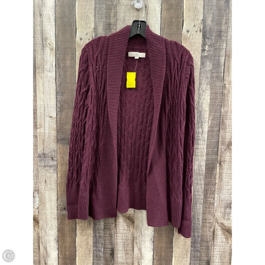 Sweater Cardigan By Loft In Maroon, Size: S