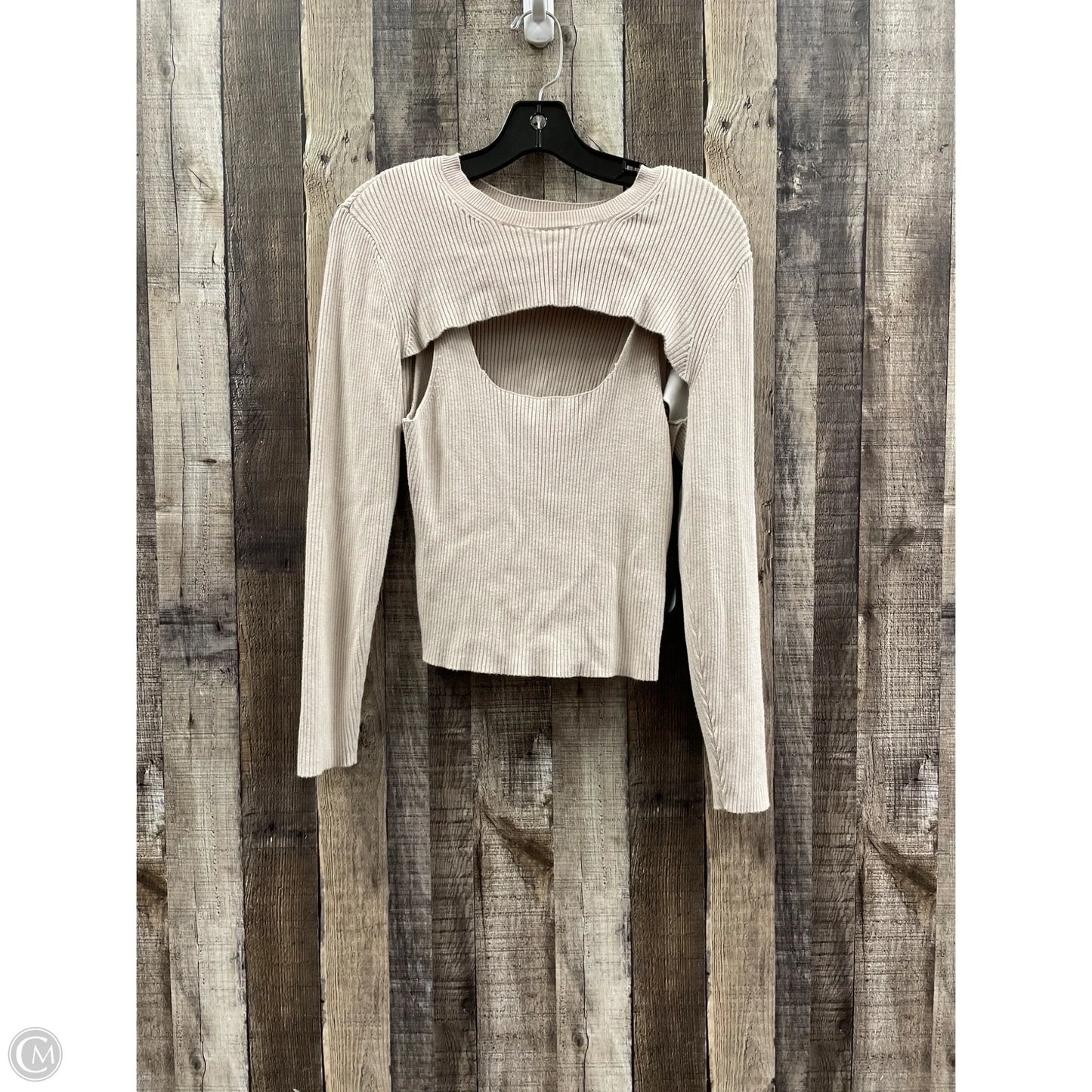 Top Long Sleeve By Abercrombie And Fitch In Tan, Size: L