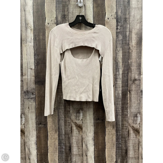 Top Long Sleeve By Abercrombie And Fitch In Tan, Size: L