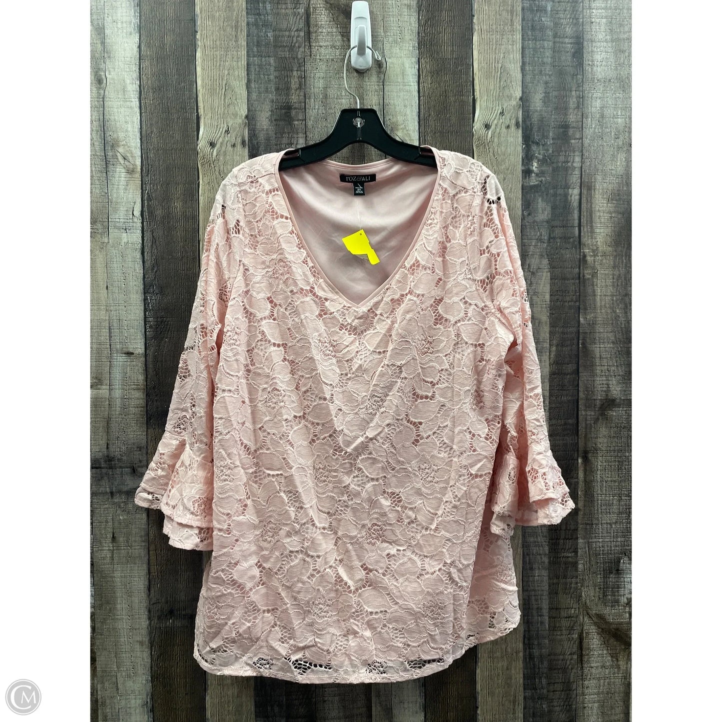 Top Long Sleeve By Roz And Ali In Pink, Size: 2x