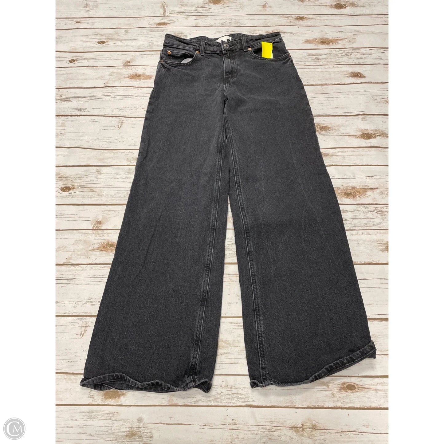 Jeans Wide Leg By H&m In Black Denim, Size: 8