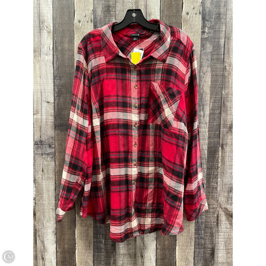 Top Long Sleeve By Torrid In Plaid Pattern, Size: 3x