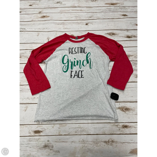 Top Long Sleeve By Next Level In Grey & Red, Size: S