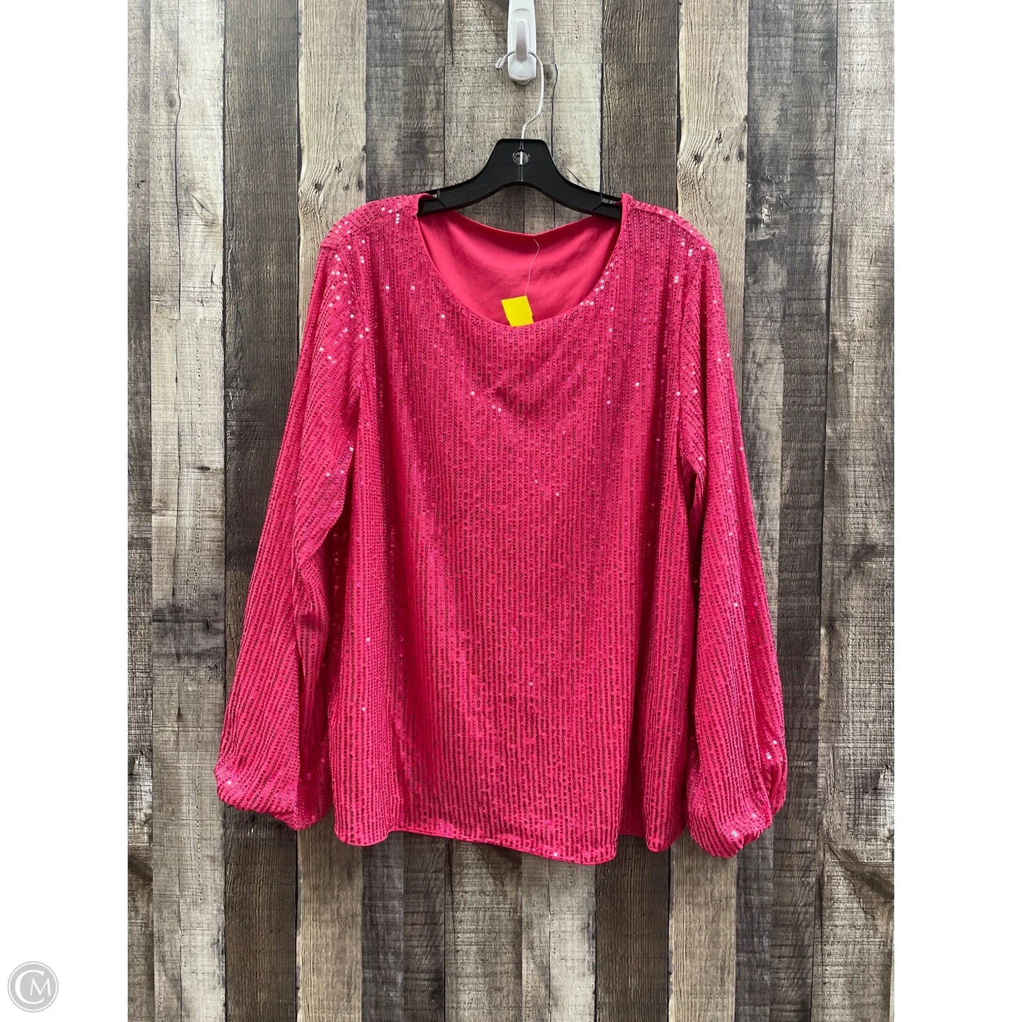 Top Long Sleeve By Shein In Pink, Size: 1x