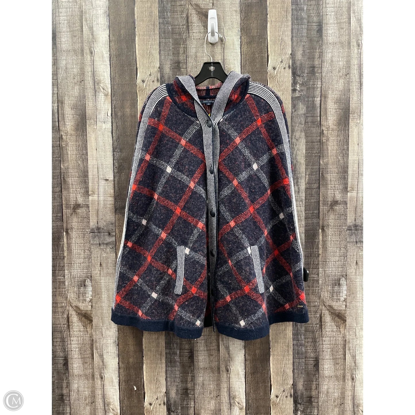 Poncho By Tommy Hilfiger In Blue & Red, Size: L