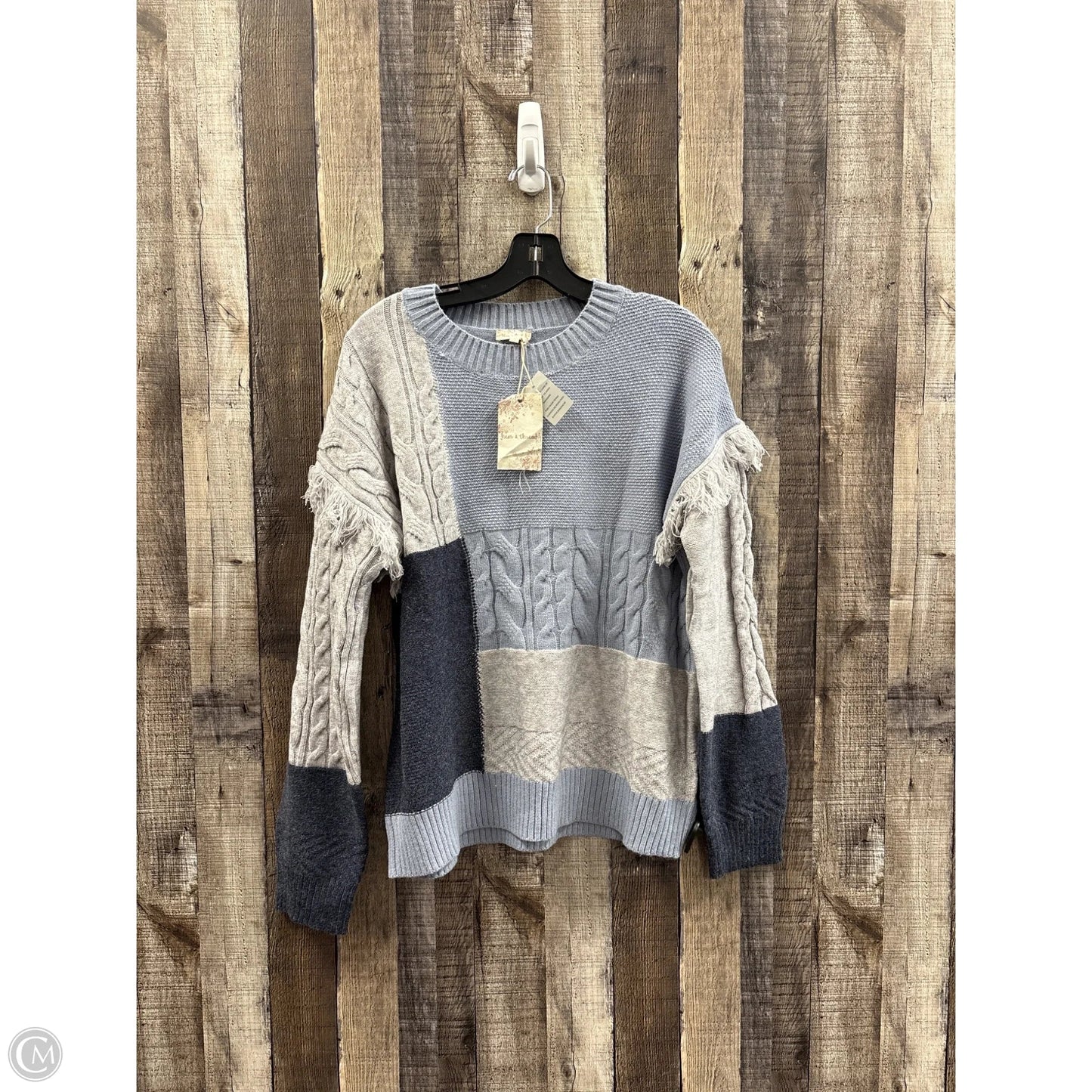 Sweater By Hem & Thread In Blue & Grey, Size: M