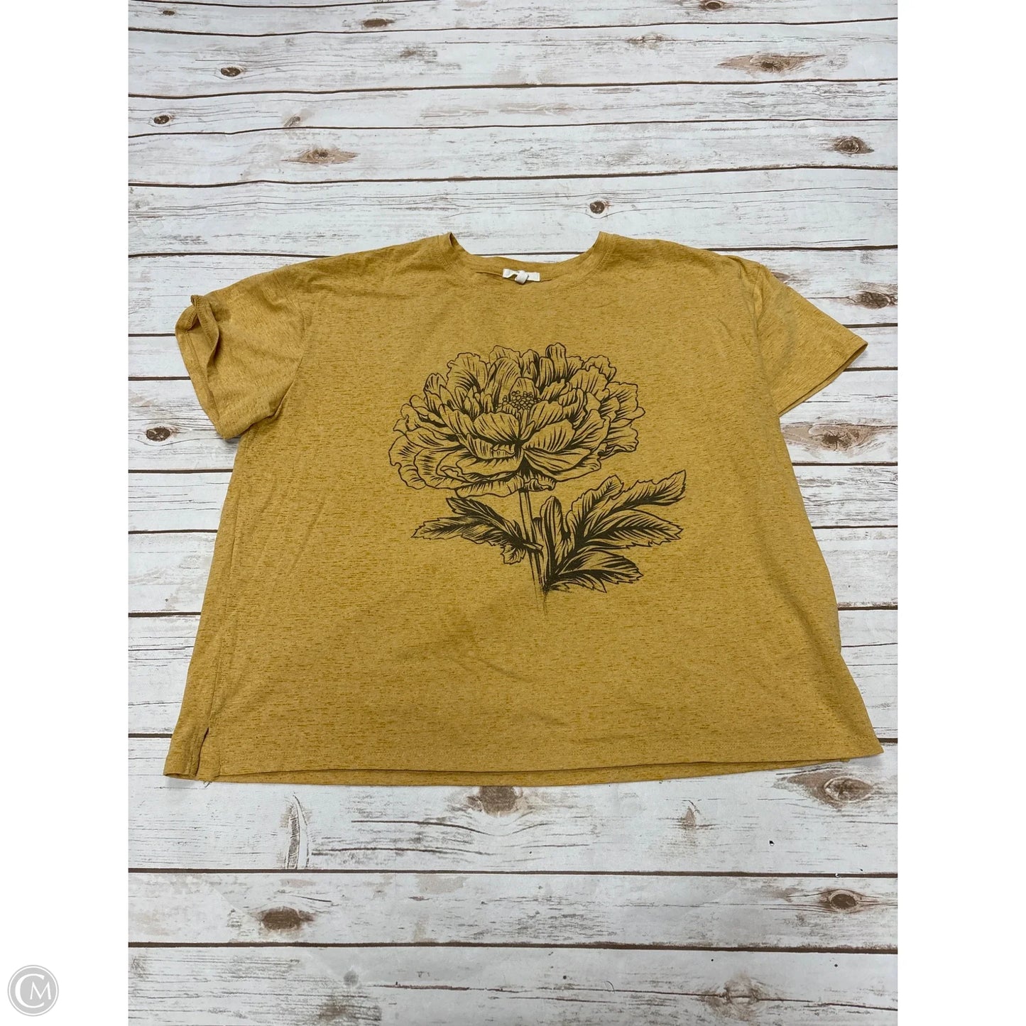 Top Short Sleeve By Maurices In Gold, Size: Xl