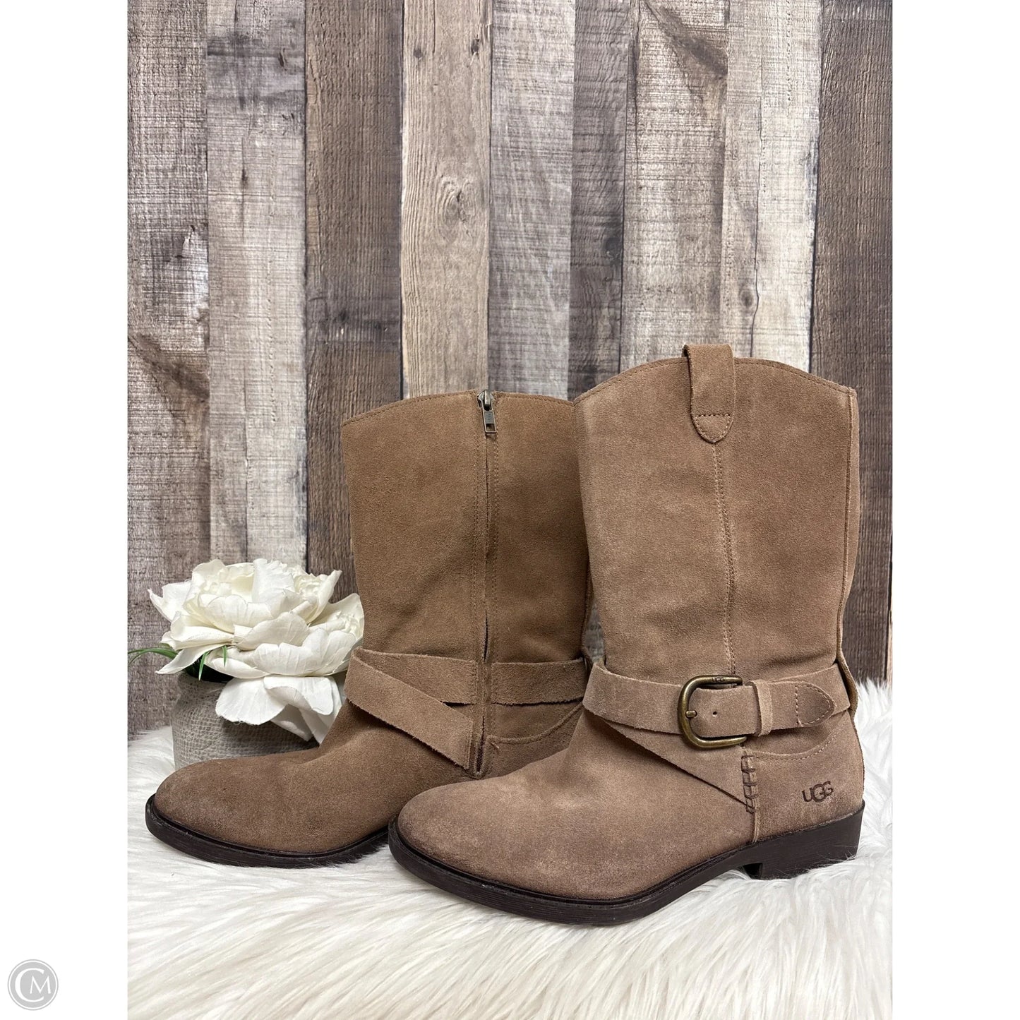 Boots Designer By Ugg In Tan, Size: 9