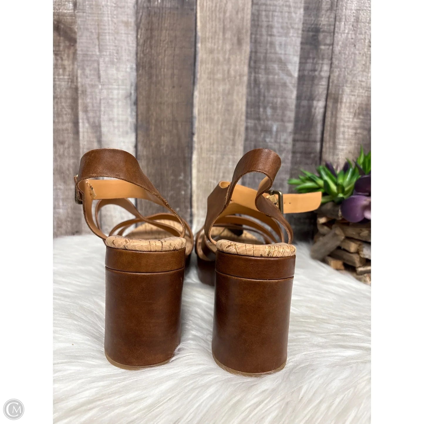 Sandals Heels Block By Kork Ease In Brown, Size: 8