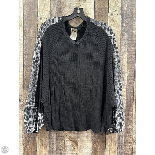 Top Long Sleeve By Vocal In Black & Grey, Size: 3x