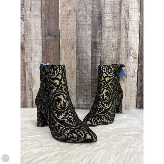 Boots Ankle Heels By Shoedazzle In Black & Gold, Size: 7