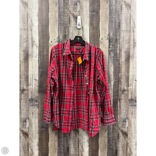 Top Long Sleeve By Talbots In Plaid Pattern, Size: 1x