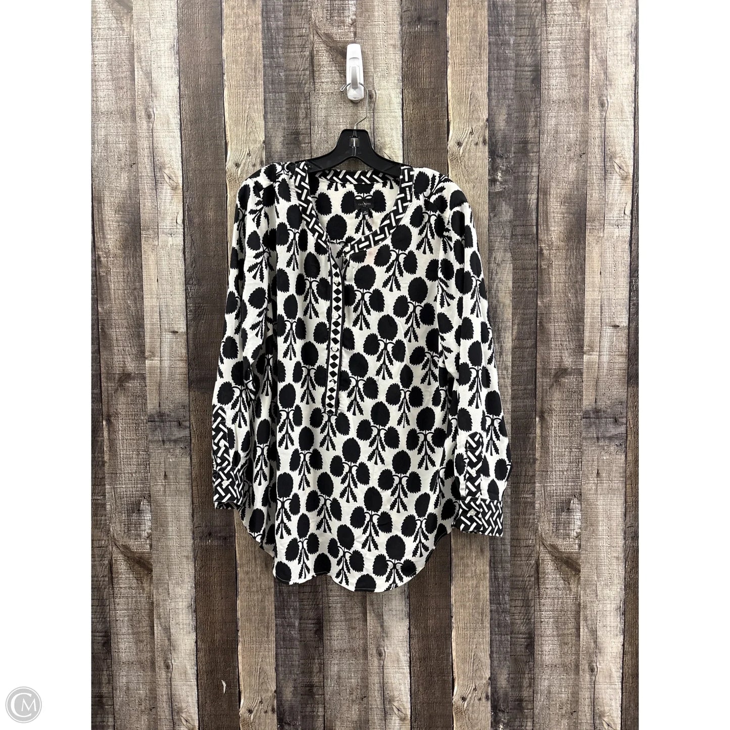Top Long Sleeve By Talbots In Black & Cream, Size: 1x