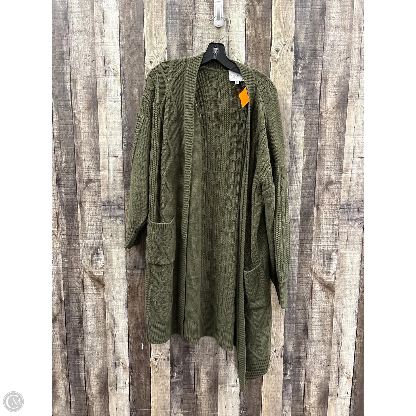 Sweater Cardigan By Pink Rose In Green, Size: Xl