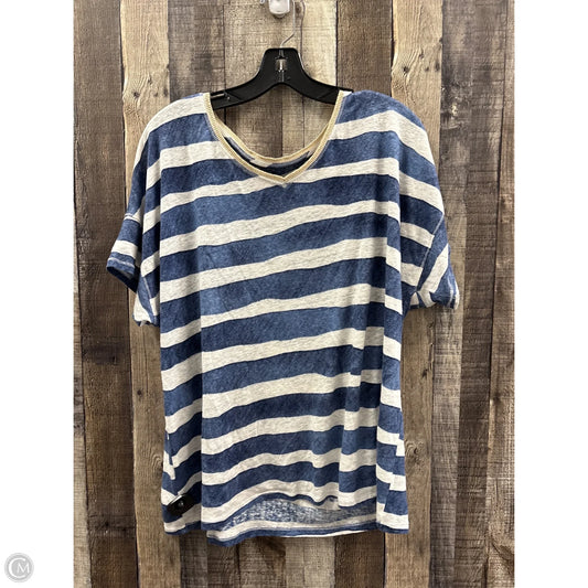 Top Short Sleeve By Chicos In Blue & White, Size: Xl
