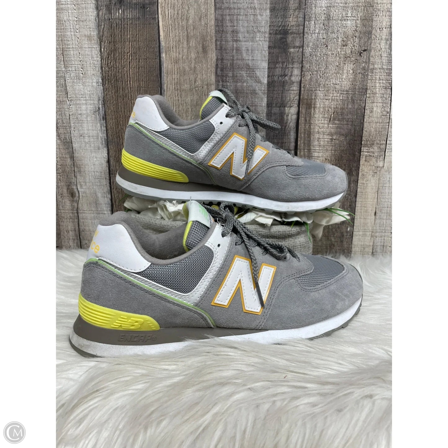Shoes Athletic By New Balance In Grey & Yellow, Size: 10.5