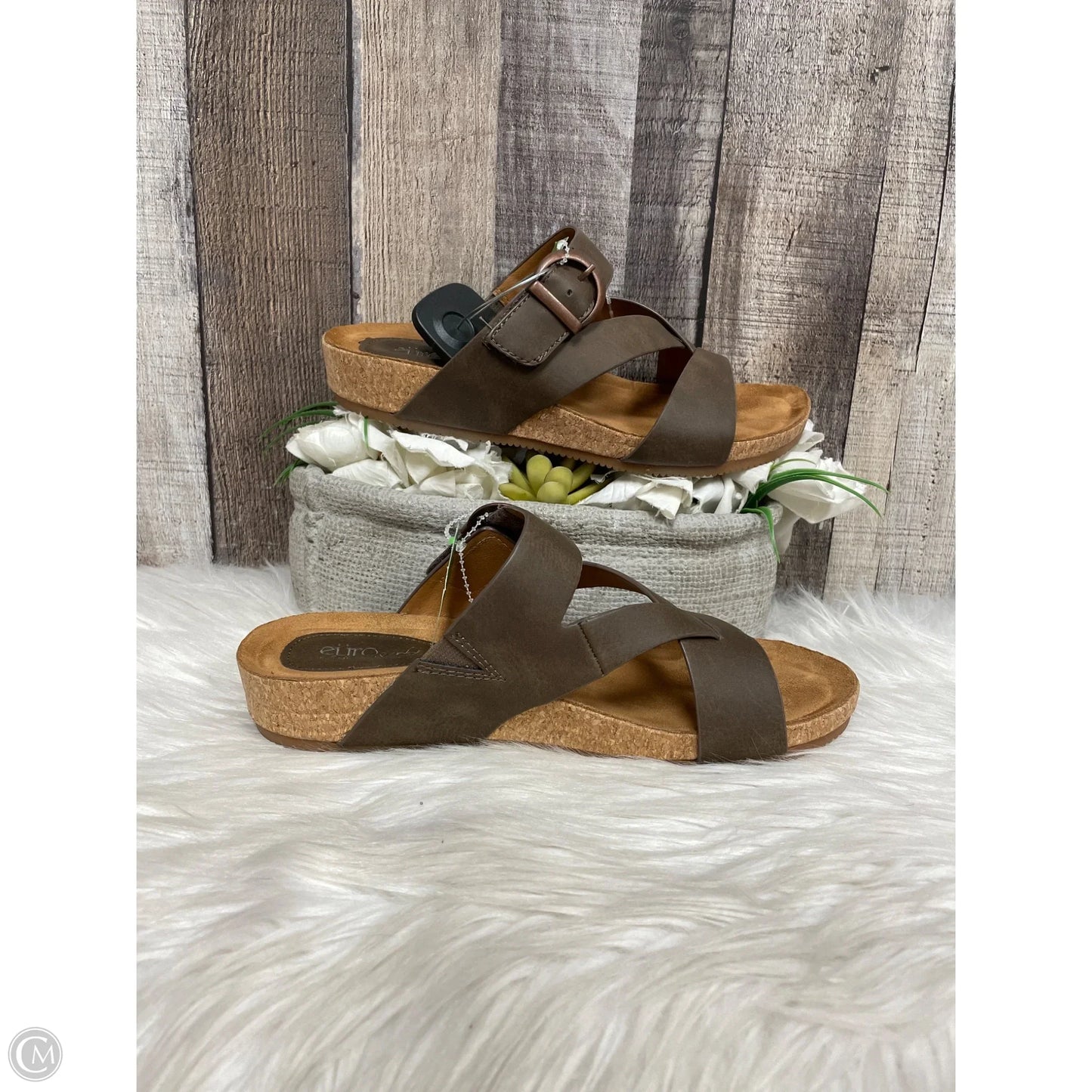 Sandals Heels Wedge By Sofft In Brown, Size: 7.5