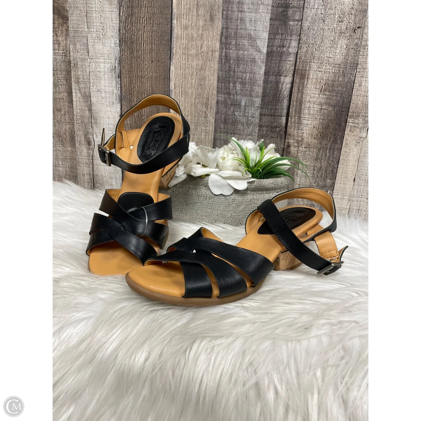 Sandals Heels Block By Korks In Black, Size: 8