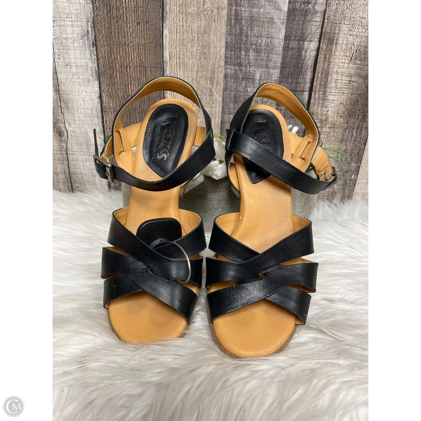 Sandals Heels Block By Korks In Black, Size: 8