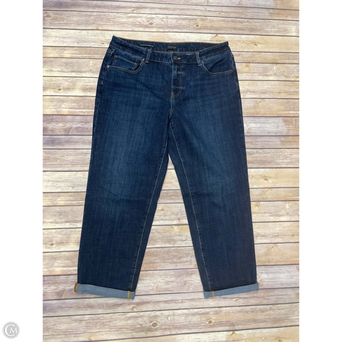 Jeans Straight By Talbots In Blue Denim, Size: 14
