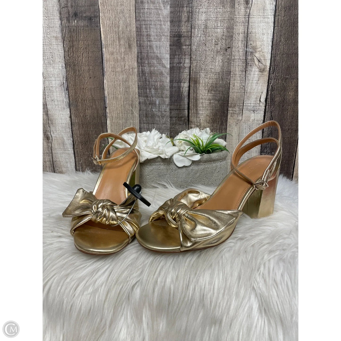 Sandals Heels Block By J. Crew In Gold, Size: 9.5