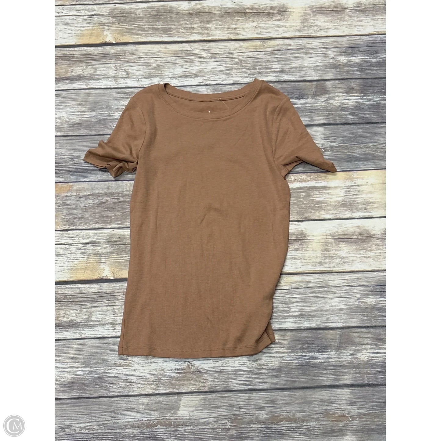 Top Short Sleeve Basic By A New Day In Tan, Size: S