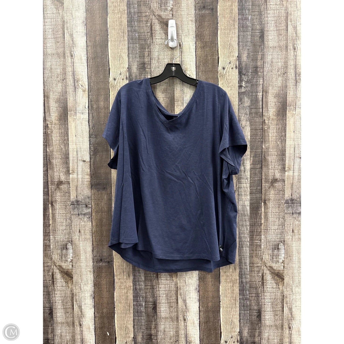 Top Short Sleeve By Falls Creek In Navy, Size: 3x
