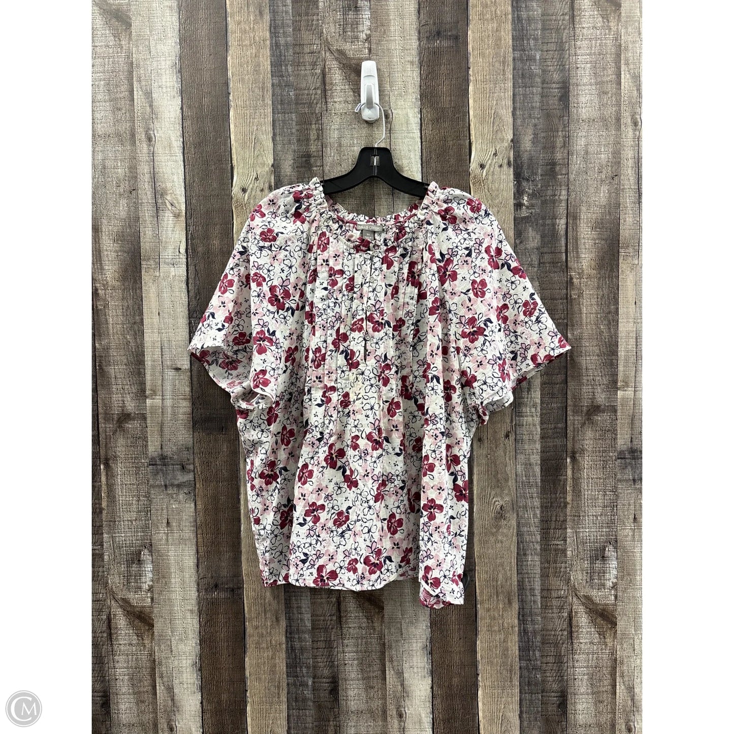Top Short Sleeve By Falls Creek In Floral Print, Size: 3x