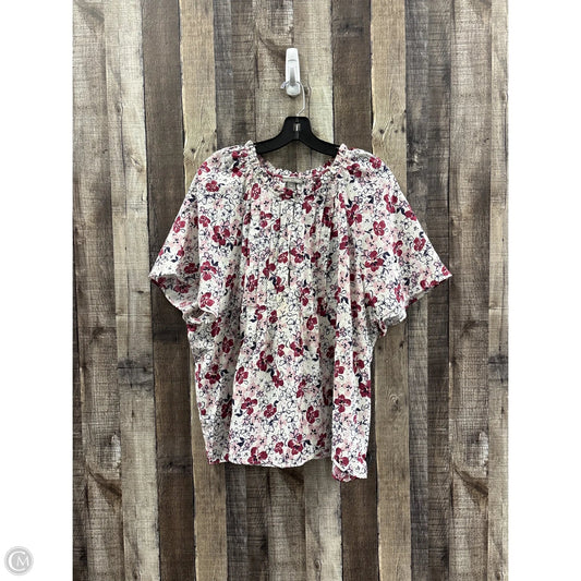 Top Short Sleeve By Falls Creek In Floral Print, Size: 3x