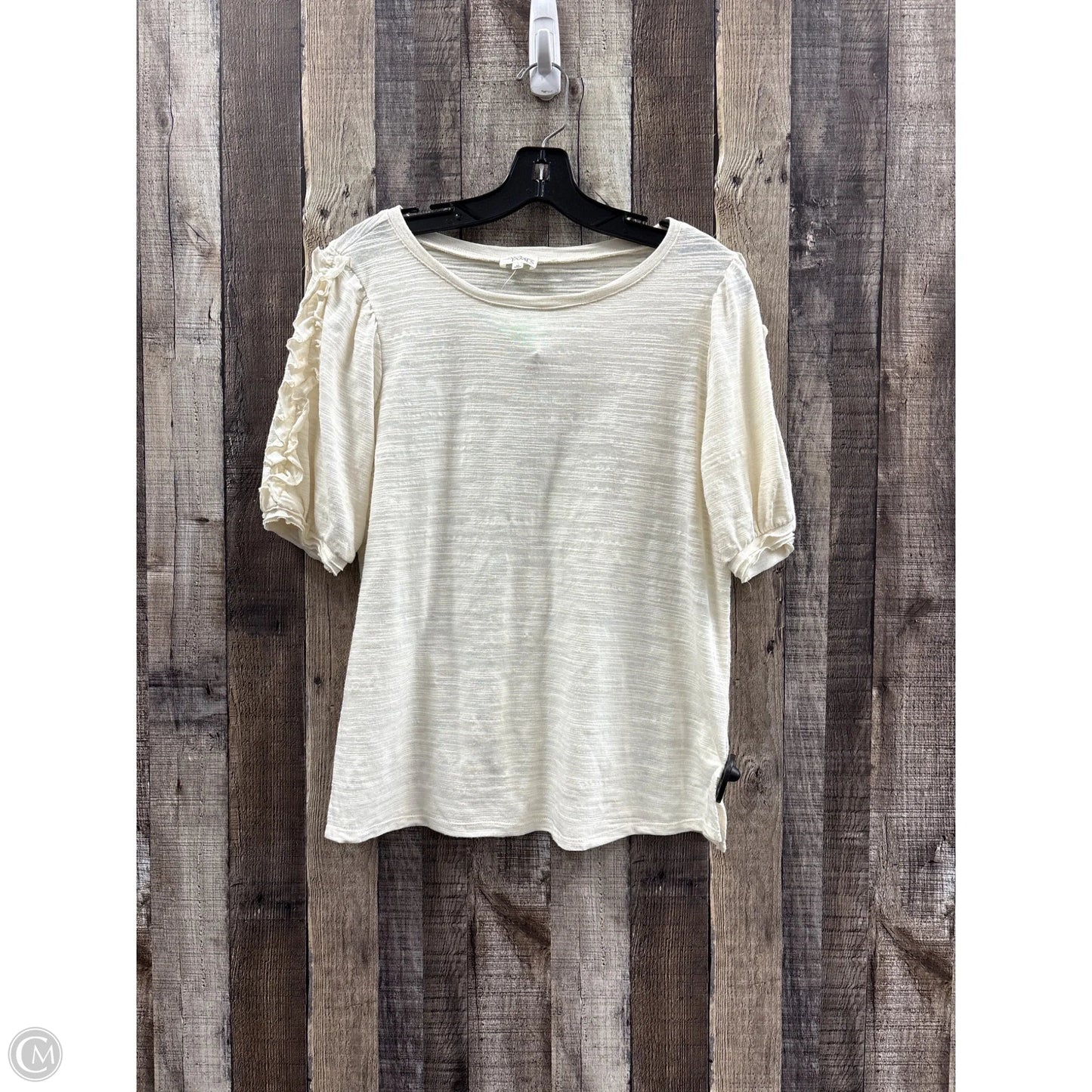 Top Short Sleeve By Ava James In Cream, Size: M