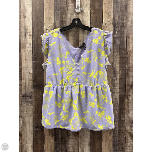 Top Short Sleeve By Jessica Simpson In Purple & Yellow, Size: 2x