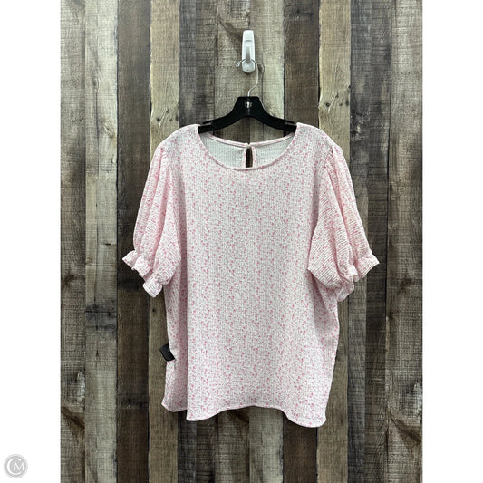Top Short Sleeve By Cmf In Pink & White, Size: 2x