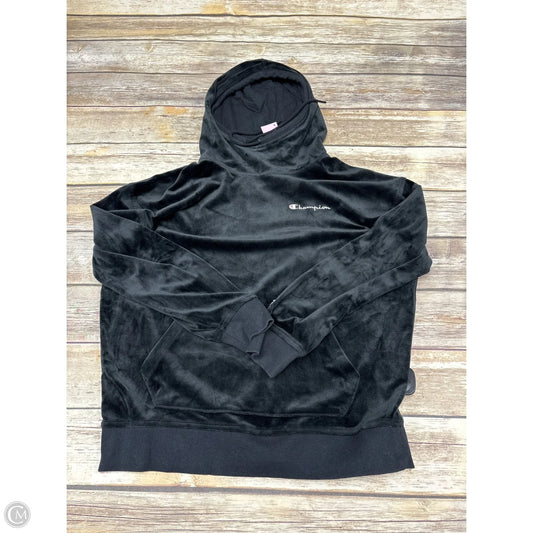 Athletic Top Long Sleeve Hoodie By Champion In Black, Size: L