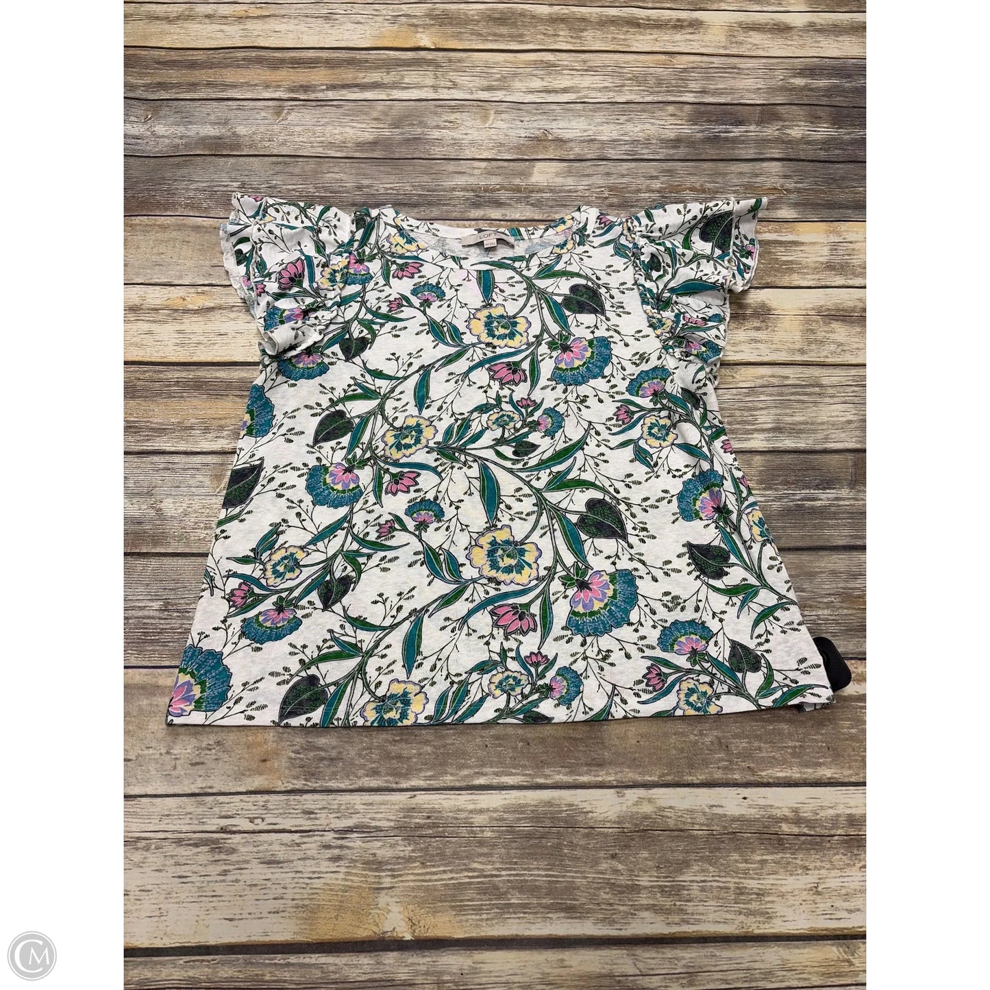 Top Short Sleeve By Loft In Floral Print, Size: Xlp