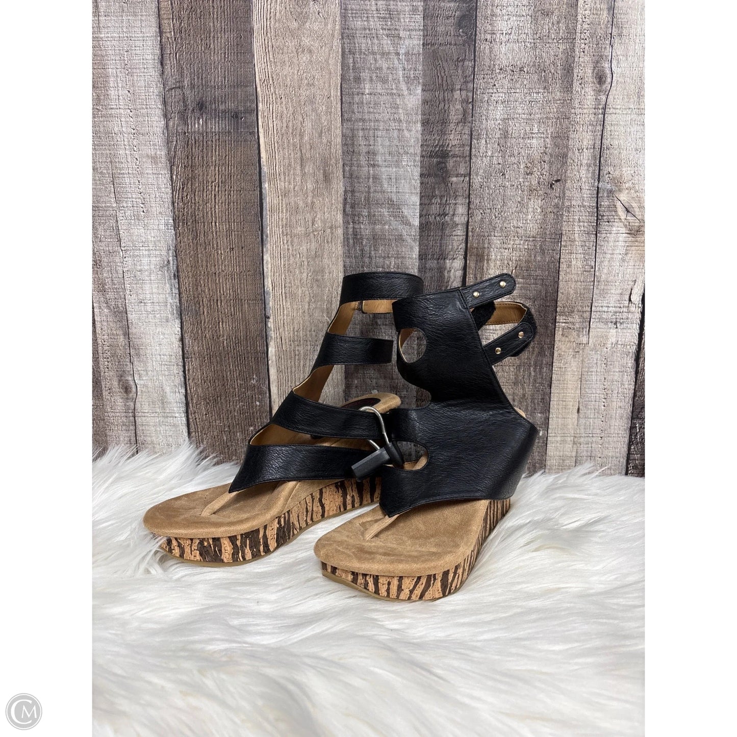 Sandals Heels Wedge By Cme In Black, Size: 7
