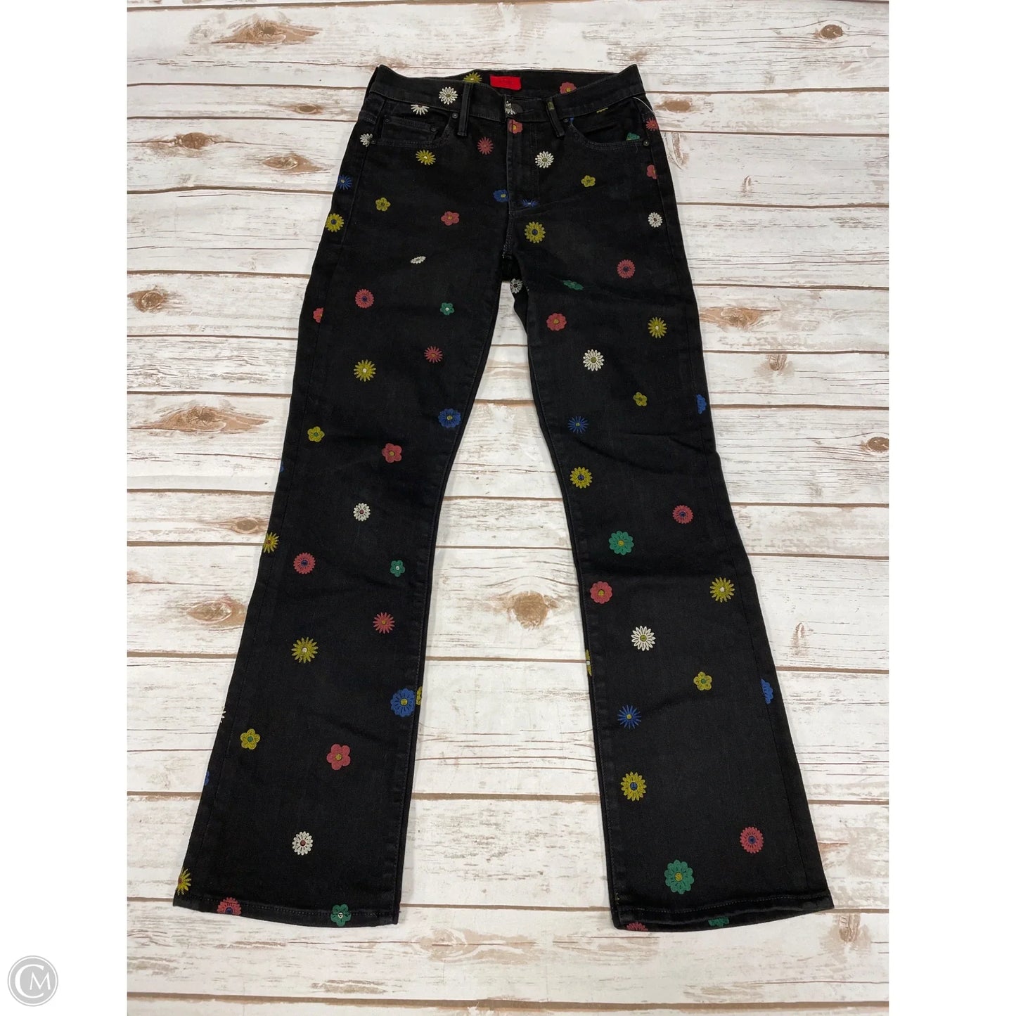 Jeans Straight By Mother In Black Denim, Size: 2