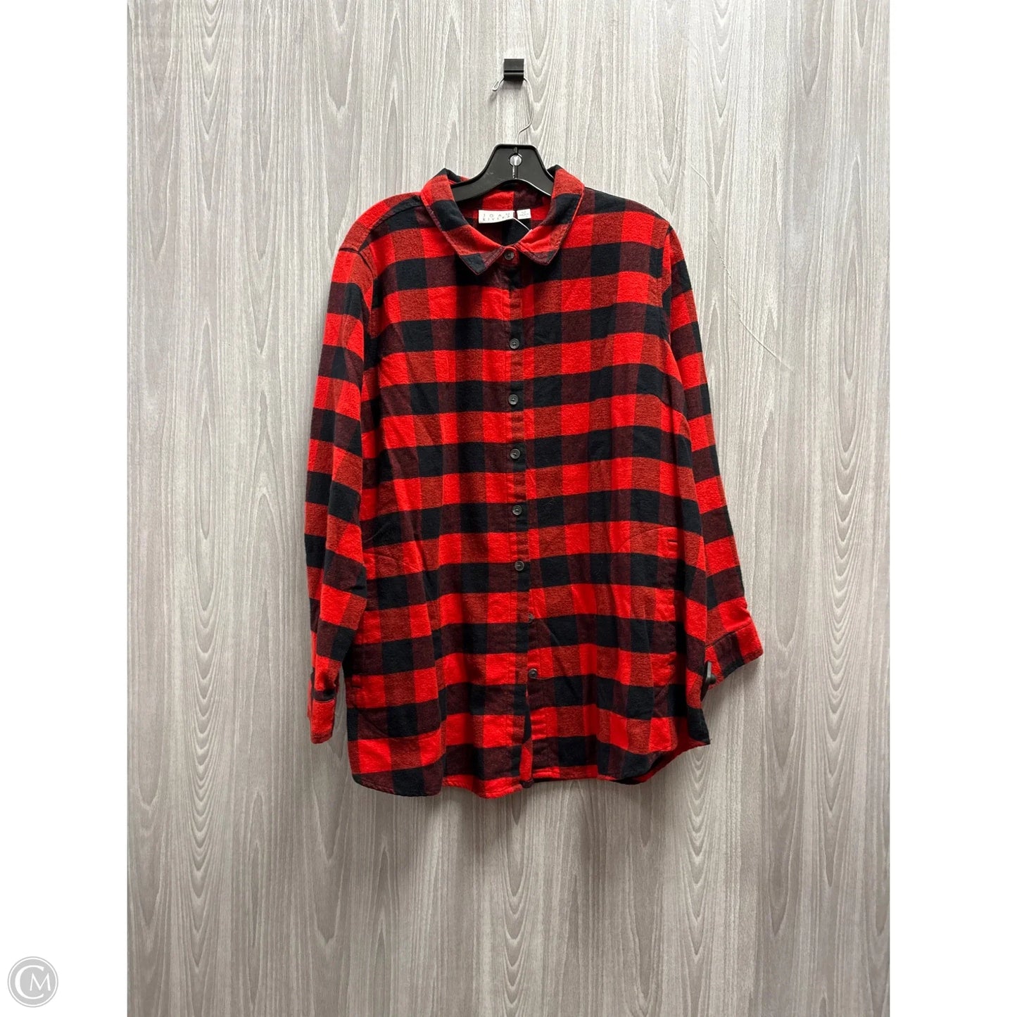 Top Long Sleeve By Joan Rivers In Plaid Pattern, Size: Xlp
