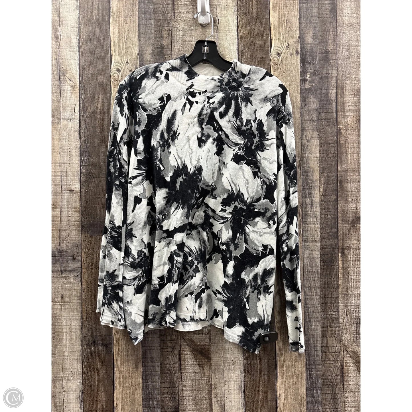 Sweater By Chicos In Black & Grey, Size: Xl