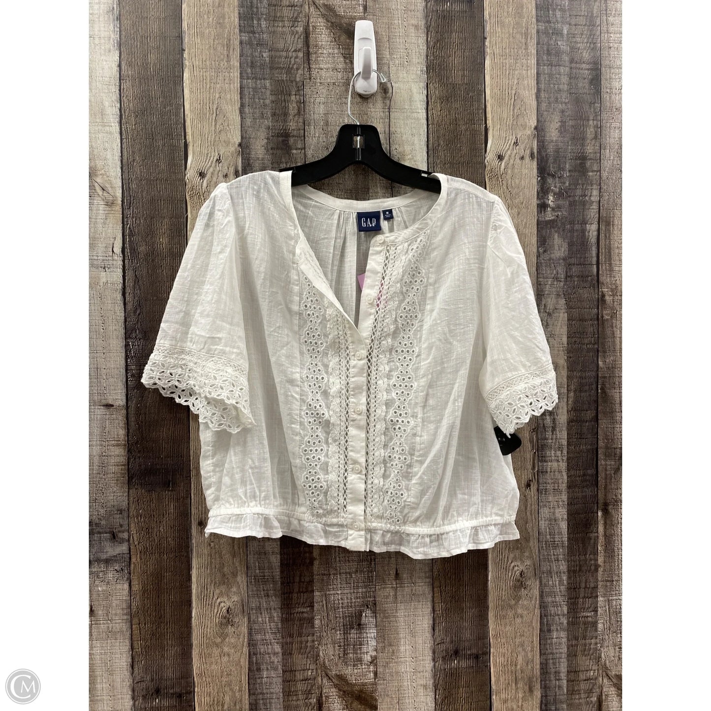 Top Short Sleeve By Gap In White, Size: M