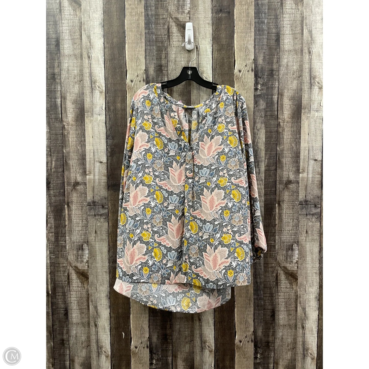 Top Long Sleeve By Tahari In Floral Print, Size: 3x