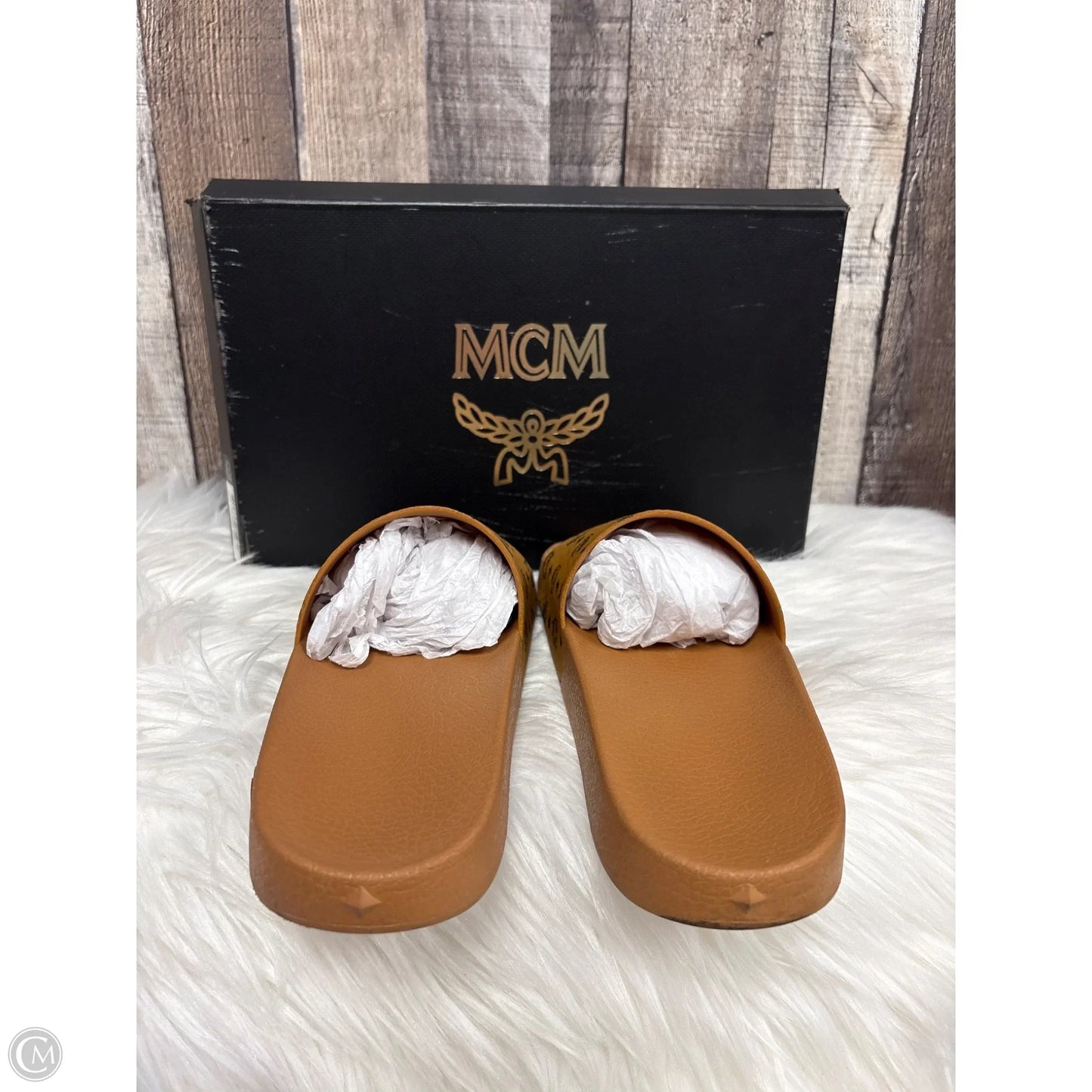 Sandals Luxury Designer By Mcm In Brown, Size: 10