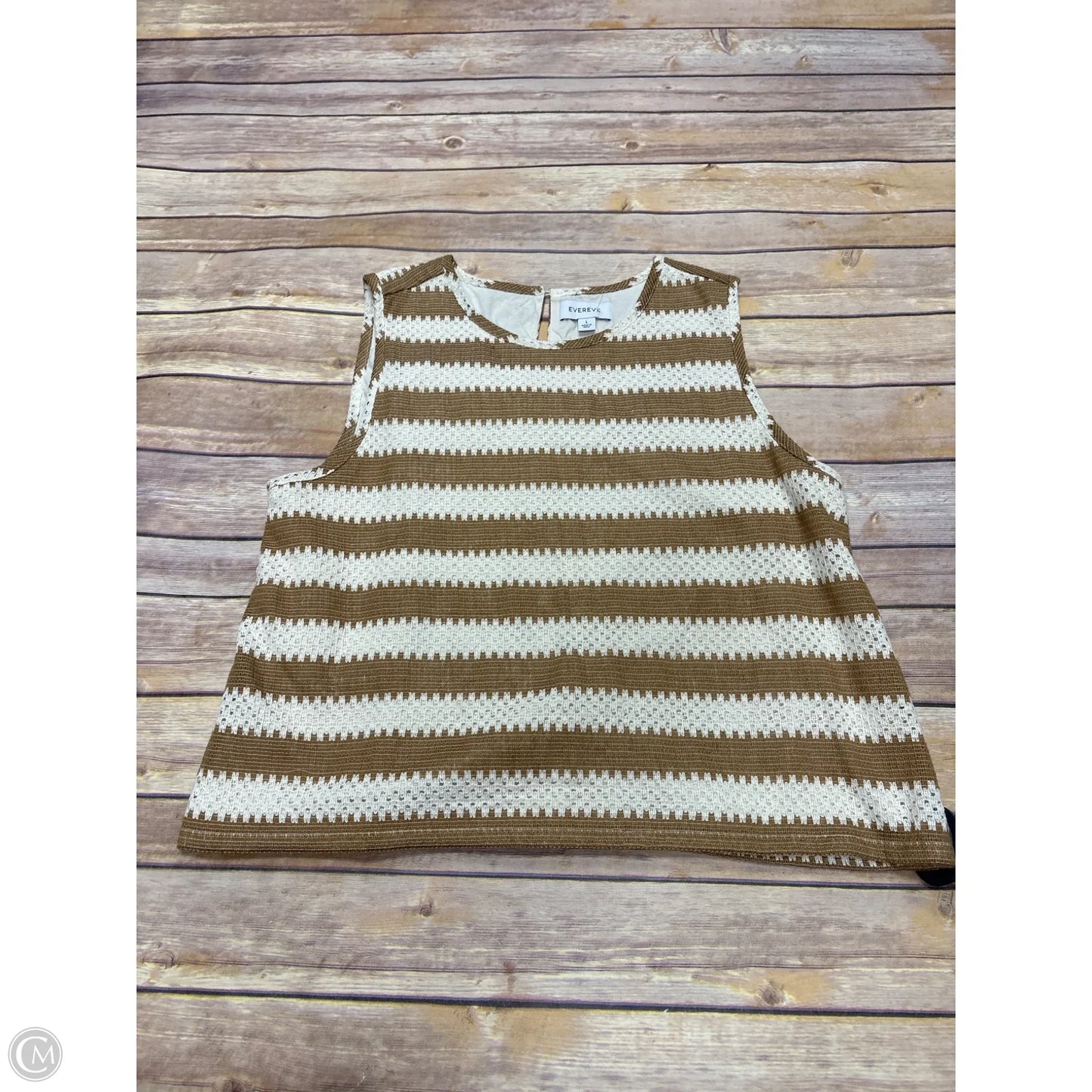 Top Sleeveless By Evereve In Brown & Cream, Size: L