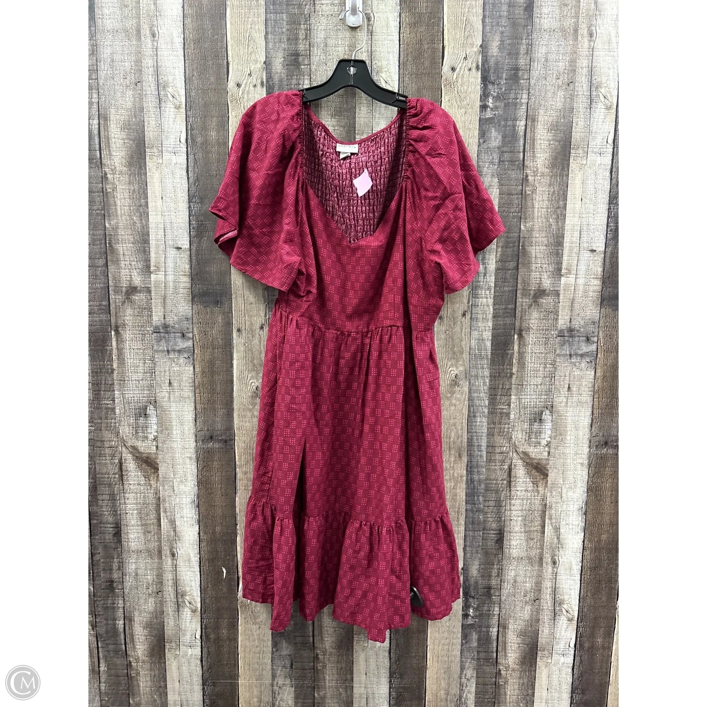 Dress Casual Midi By Ava & Viv In Maroon, Size: 2x