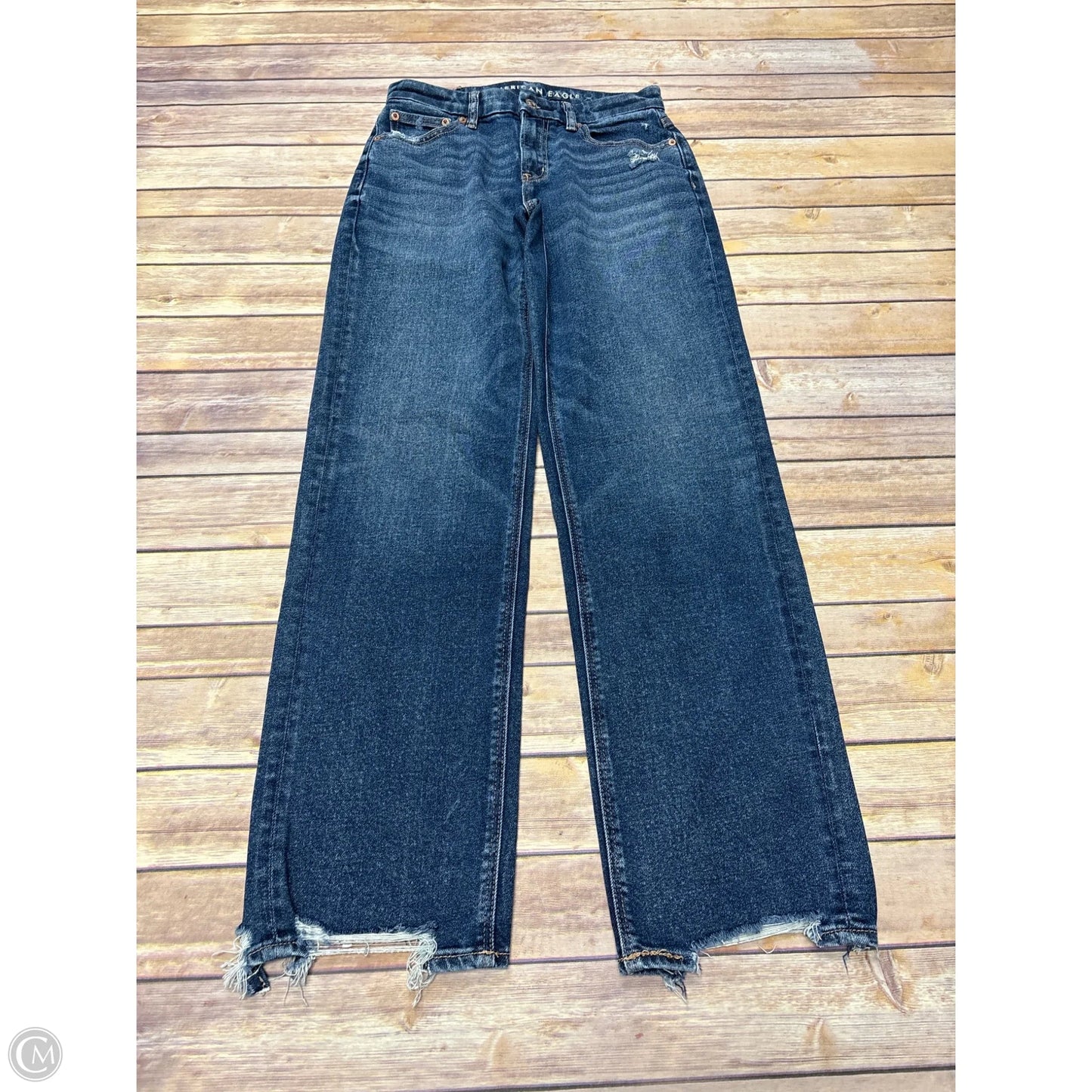 Jeans Wide Leg By American Eagle In Blue Denim, Size: 2