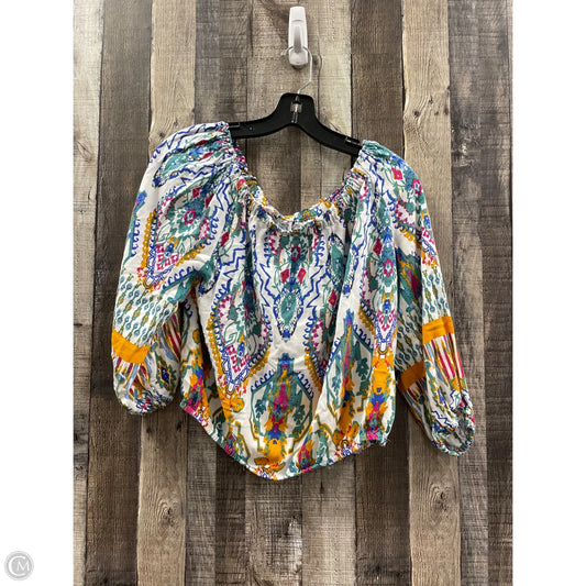 Top 3/4 Sleeve By Christian Siriano In Multi-colored, Size: M